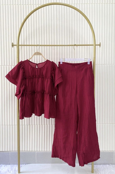 Two Piece Ruffled Top With Trouser